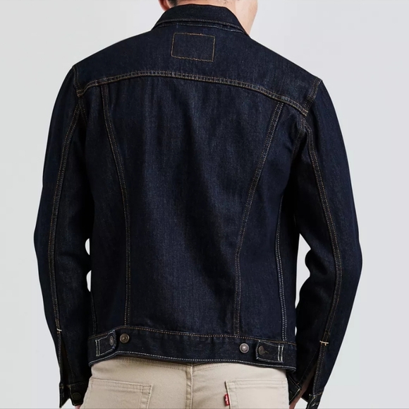 *NWT* Levi's dark blue Men's Regular Fit Non-Stretch Denim Trucker Jacket - Picture 5 of 9